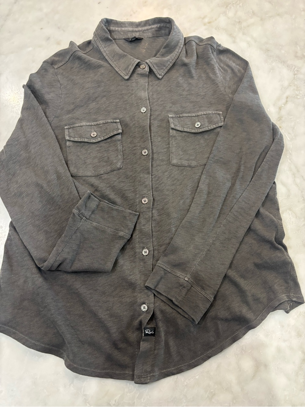 Rails Cotton Charcoal Gray Long-Sleeve Button-Up Shirt